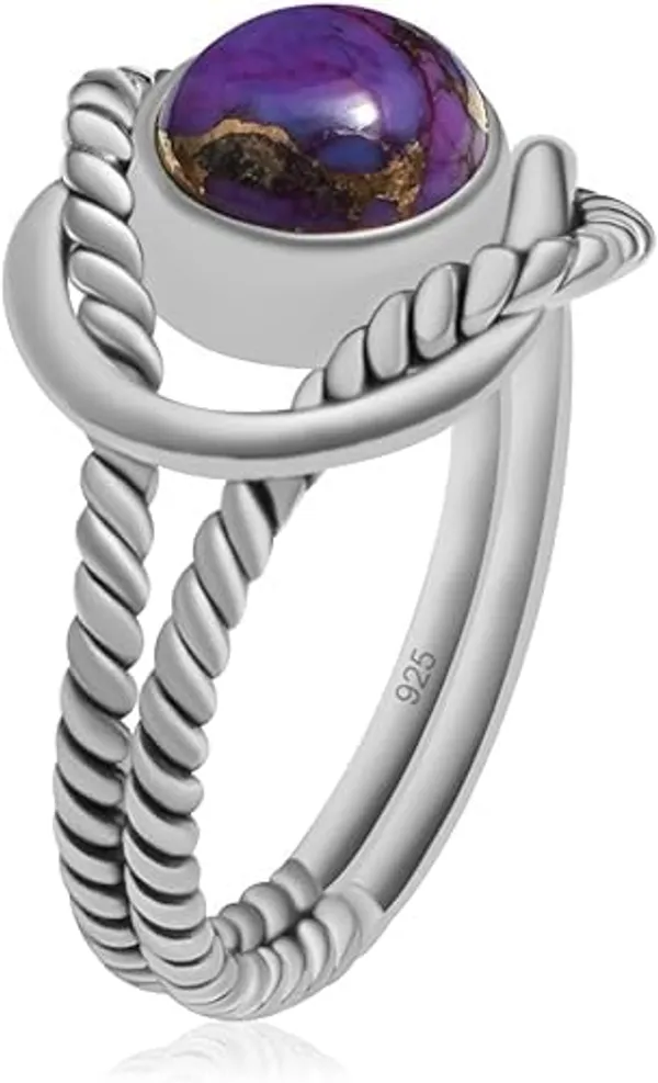 JEWEL_UP_BY_SARITA_Natural_Purple_Turquoise_Ring_7mm_Oval,_925_Sterling_Silver_Twisted_Rope_Split_Shank_Ring_for_Women,_Handmade_Gemstone_Jewelry