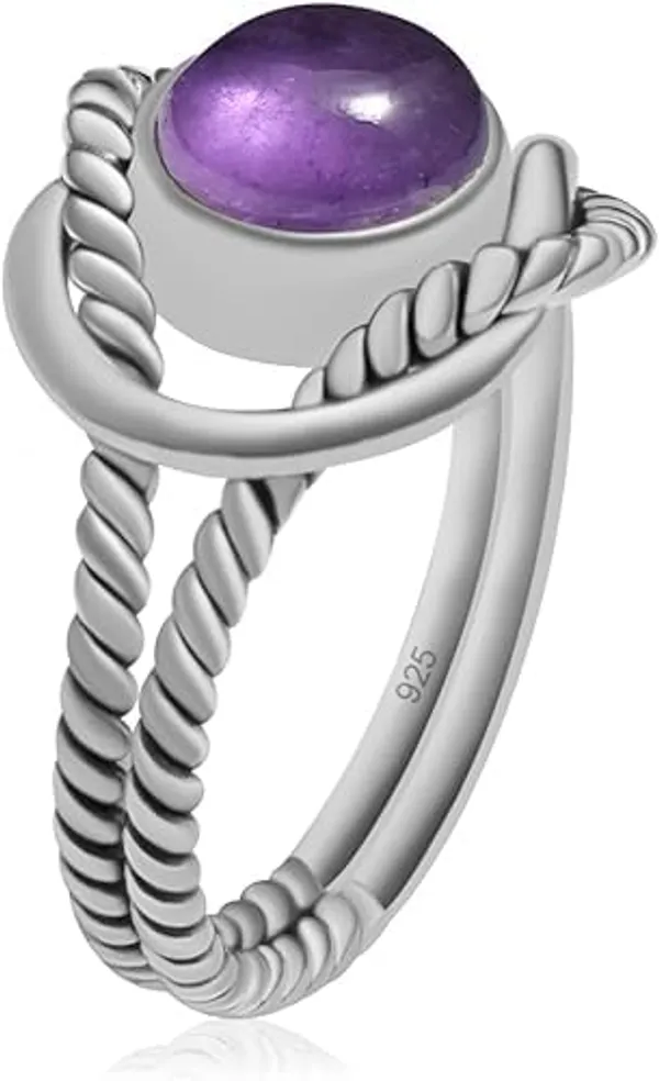 JEWEL_UP_BY_SARITA_Natural_Amethyst_Ring_7mm_Round_Gemstone_925_Sterling_Silver_Twisted_Rope_Split_Shank_Ring_for_Women,_Handmade_Purple_Stone_Silver_Jewelry
