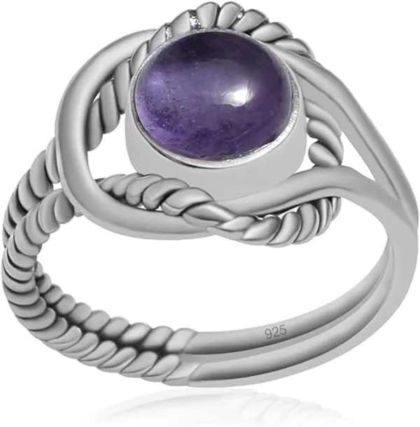 JEWEL_UP_BY_SARITA_Natural_Amethyst_Ring_7mm_Round_Gemstone_925_Sterling_Silver_Twisted_Rope_Split_Shank_Ring_for_Women,_Handmade_Purple_Stone_Silver_Jewelry