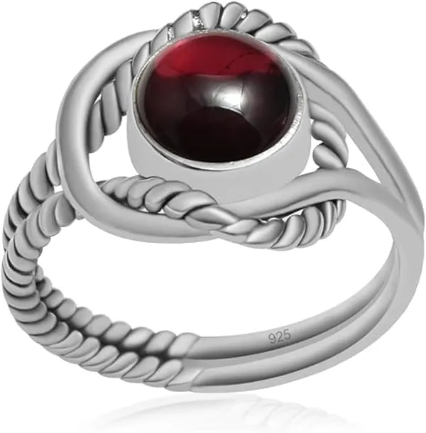 JEWEL_UP_BY_SARITA_JUS_Natural_7mm__Rubellite_Gemstone_Ring_for_Women,_925_Sterling_Silver_Twisted_Rope_Split_Shank_Ring,_Handmade_Boho_Statement_Jewelry
