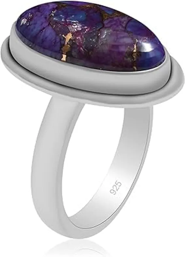 JEWEL_UP_BY_SARITA_Natural_Purple_Turquoise_Oval_Ring_for_Women_Solid_925_Sterling_Silver_Handmade_Statement_Ring,_Genuine_Gemstone_Bezel_Set_Jewelry