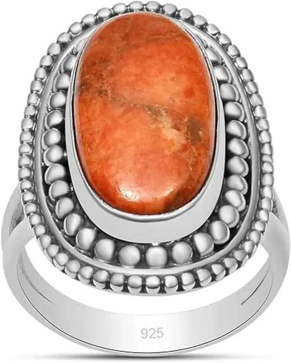 JEWEL_UP_BY_SARITA_Natural_Orange_Turquoise_Gemstone_Split_Shank_Ring_for_Women_Solid_925_Sterling_Silver_Handmade_Statement_Ring_Oval_Cabochon_Boho_Vintage_Jewelry