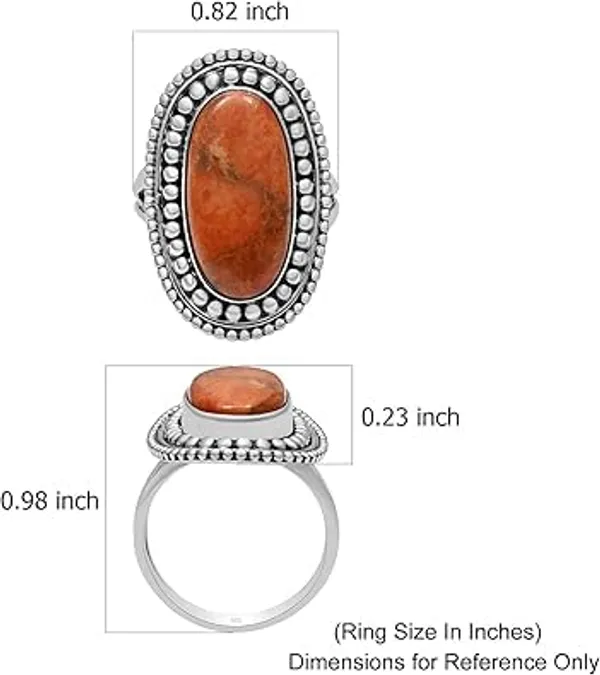 JEWEL_UP_BY_SARITA_Natural_Orange_Turquoise_Gemstone_Split_Shank_Ring_for_Women_Solid_925_Sterling_Silver_Handmade_Statement_Ring_Oval_Cabochon_Boho_Vintage_Jewelry
