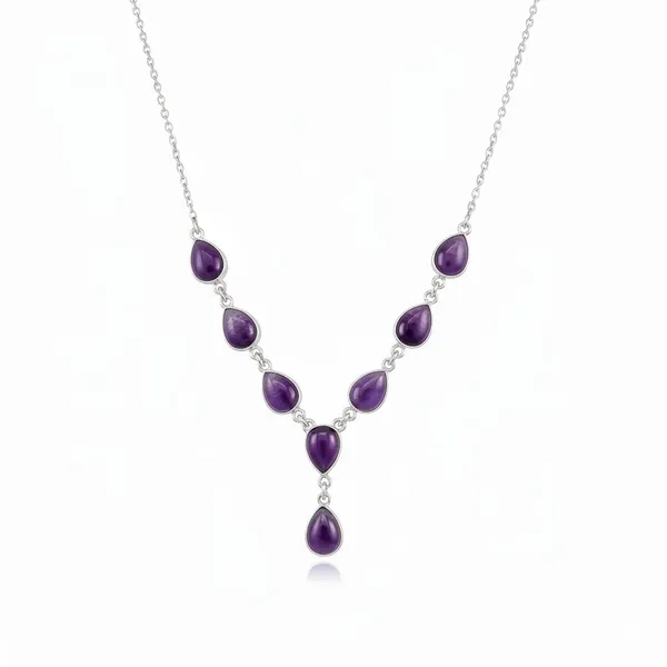 JEWEL_UP_BY_SARITA_925_Sterling_Silver_Natural_Purple_Amethyst_Necklace_for_Women_Teardrop_Cabochon_Gemstone_Silver_Chain_Necklace_Handmade_Elegant_Jewellery