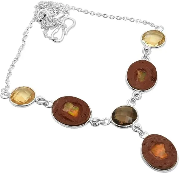 Natural_Jasper_and_Smoky_Quartz_Handmade_Necklace_for_Women_925_Sterling_Silver_Y-Shaped_Drop_Necklace