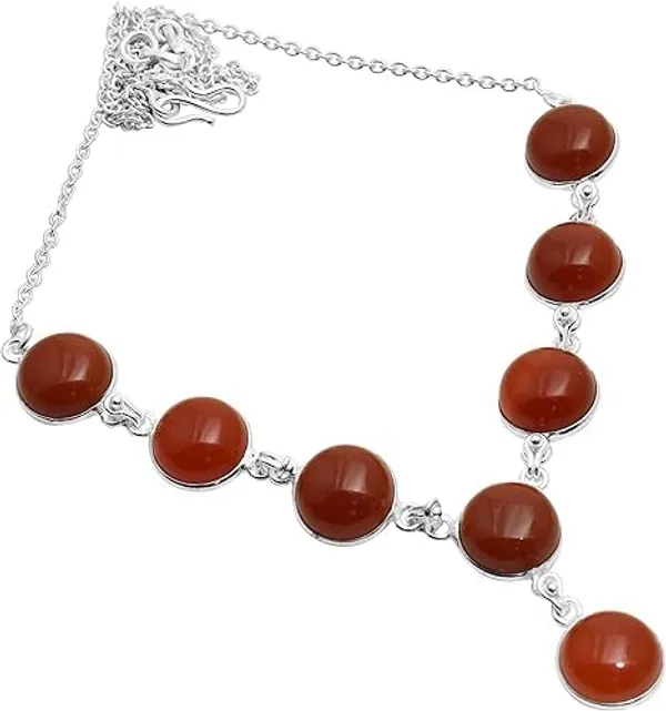 JEWEL_UP_BY_SARITA_Natural_Round_Carnelian_Necklace_for_Women_Solid_925_Sterling_Silver_Statement_Necklace