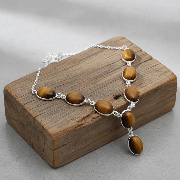 Natural_Tiger's_Eye_Golden_Brown_And_Silver_Premium_Necklace_For_Women