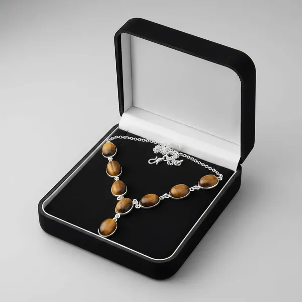 Natural_Tiger's_Eye_Golden_Brown_And_Silver_Premium_Necklace_For_Women