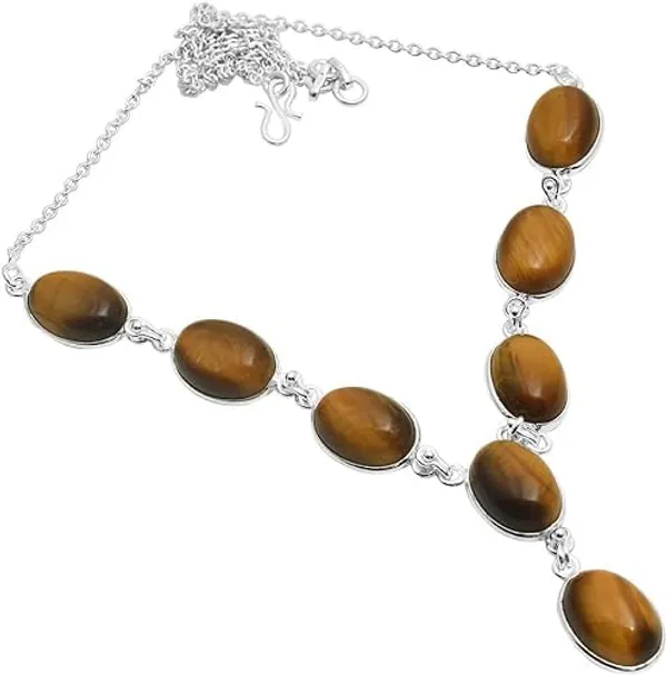 Natural_Tiger's_Eye_Golden_Brown_And_Silver_Premium_Necklace_For_Women