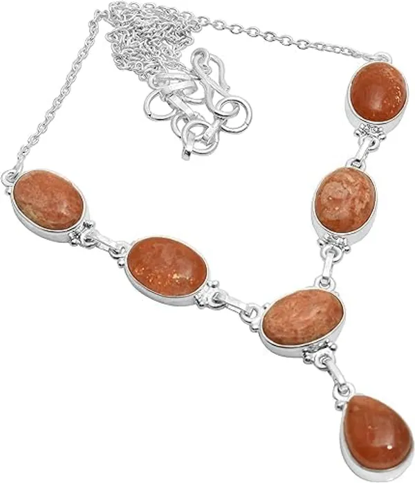 JEWEL_UP_BY_SARITA_Natural_Goldstone_925_Sterling_Silver_Teardrop_Necklace_For_Women