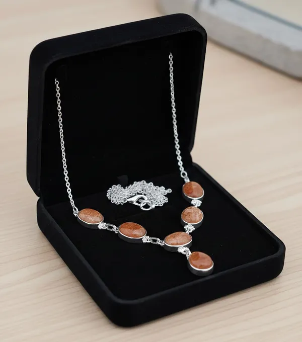 JEWEL_UP_BY_SARITA_Natural_Goldstone_925_Sterling_Silver_Teardrop_Necklace_For_Women
