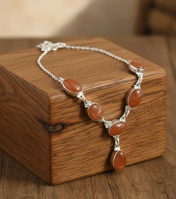 JEWEL_UP_BY_SARITA_Natural_Goldstone_925_Sterling_Silver_Teardrop_Necklace_For_Women