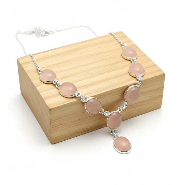 JUS_Natural_Rose_Quartz_Gemstone_925_Sterling_Silver_Handmade_Necklace_For_Women