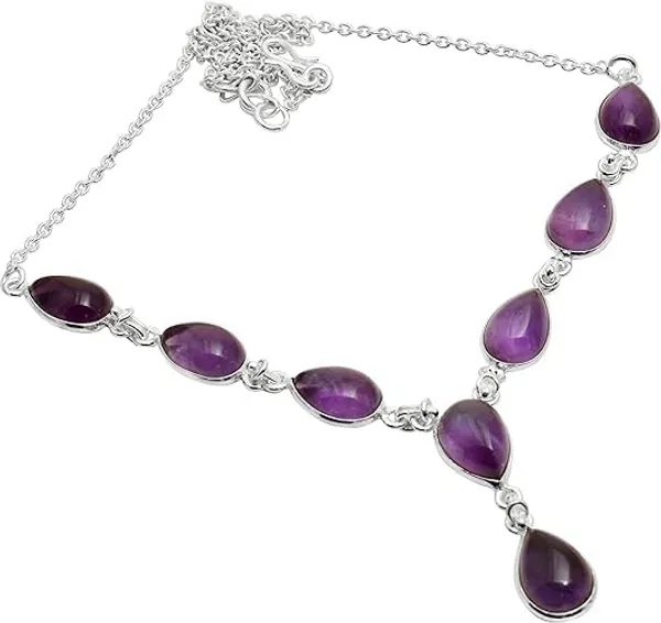 Natural_Amethyst_Gemstone_925_Sterling_Silver_Teardrop_Necklace_For_Women