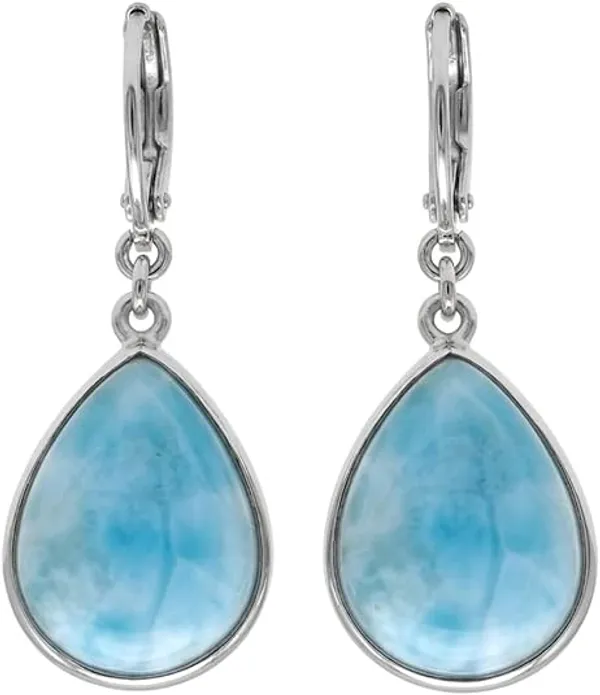 JUS_Natural_Larimar_Gemstone_Drop_Dangle_Leverback_Earrings_925_Sterling_Silver_for_Women_Blue_Teardrop_Vintage_Boho_Handmade_Beauty_Personalized_Hypoallergenic_Wedding_Jewelry
