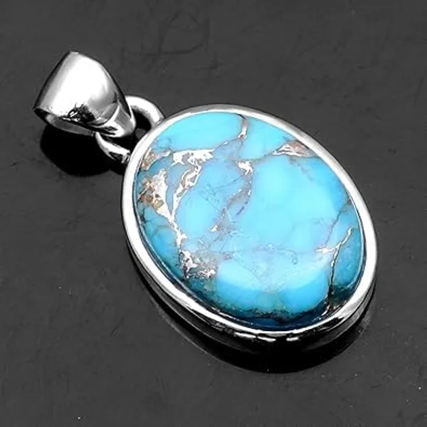 JUS_Natural_Turquoise_Stone_Pendant_925_Sterling_Silver_Handmade_Oval_Blue_Turquoise_Necklace_Charm_Genuine_Gemstone_Jewelry_for_Women_Boho_Ethnic
