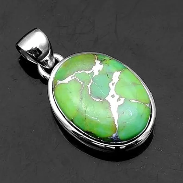 JUS_Natural_Copper_Turquoise_Pendant_925_Sterling_Silver_Handmade_Oval_Blue_Copper_Turquoise_Necklace_Charm_Genuine_Gemstone_Jewelry_for_Women_Boho_Ethnic