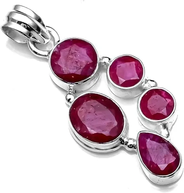Natural_Ruby_Gemstone_Multi-Stone_Pendant_925_Sterling_Silver_Handmade_Faceted_Ruby_Statement_Jewelry