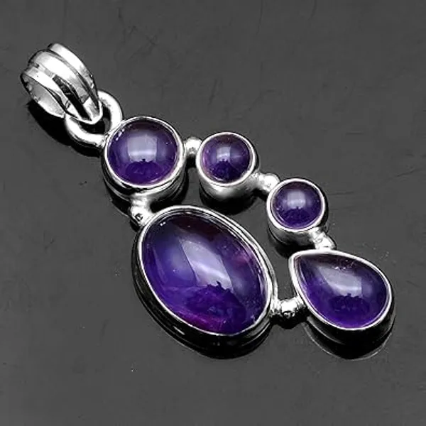 Natural_Purple_Amethyst_925_Sterling_Silver_Pendant_for_Women_Handmade_Multi-Stone_Healing_Gemstone_Necklace_February_Birthstone