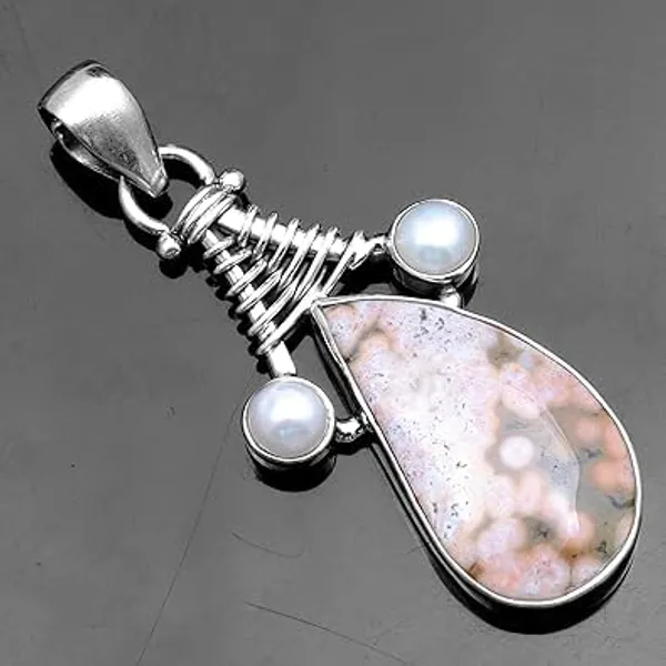 JEWEL_UP_BY_SARITA_Natural_Ocean_Jasper_Pendant_925_Sterling_Silver_Genuine_Jasper_Teardrop_Stone,_Handmade_Artisan_Jewelry