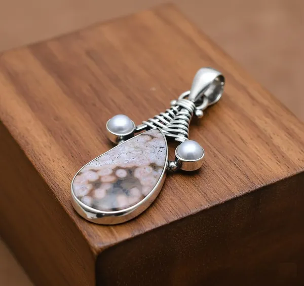 JEWEL_UP_BY_SARITA_Natural_Ocean_Jasper_Pendant_925_Sterling_Silver_Genuine_Jasper_Teardrop_Stone,_Handmade_Artisan_Jewelry