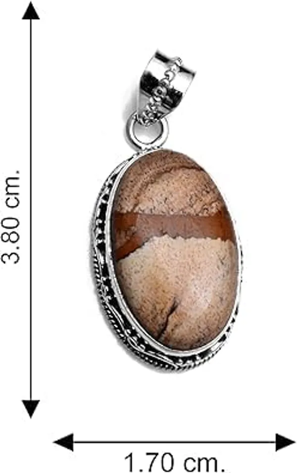 JUS_925_Sterling_Silver_Natural_Picture_Jasper_Pendant_Genuine_Earth-Pattern_Jasper_Gemstone_Handmade_Artisan_Jewelry_Boho_Statement_Necklace