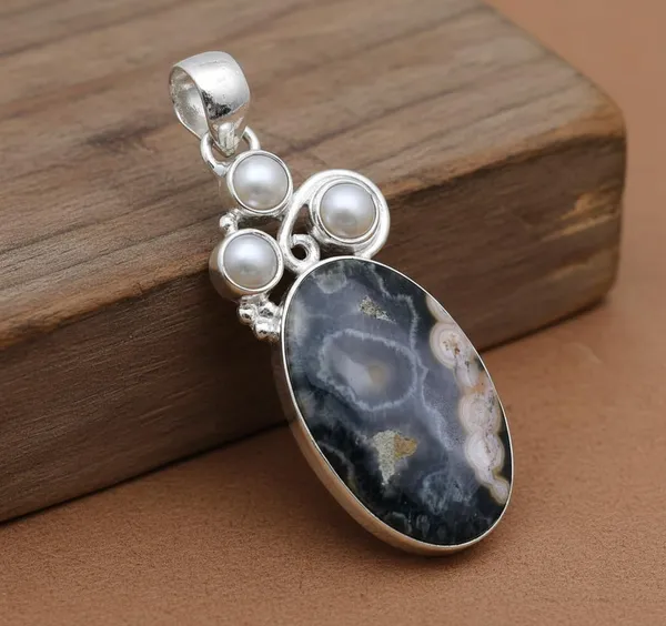JEWEL_UP_BY_SARITA_925_Sterling_Silver_Natural_Ocean_Jasper_Pendant_Handcrafted_Oval_Gemstone_Jewelry_Unique_Earth-Tone_Statement_Pendant
