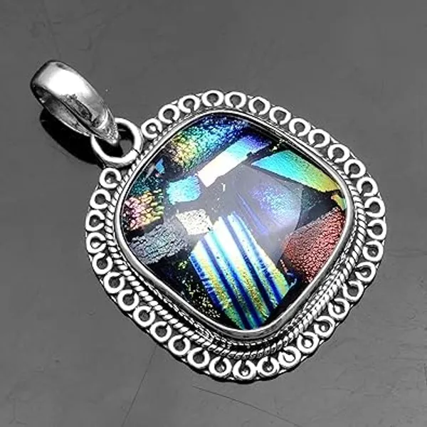 Natural_Dichroic_Glass_Gemstone_Pendant__Silver_Premium_Necklace_For_Women