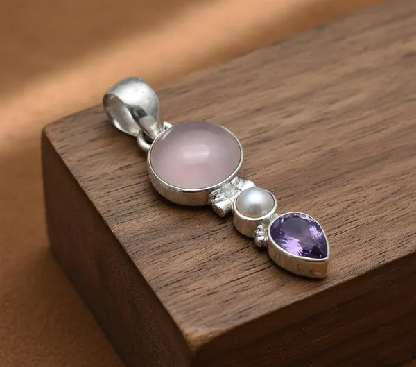 Natural_Rose_Quartz_Pearl_&_Amethyst_Pendant_Handmade_Multi-Gemstone_Silver_Necklace_Pendant_Genuine_Healing_Crystals_Luxury_Artisan_Jewelry
