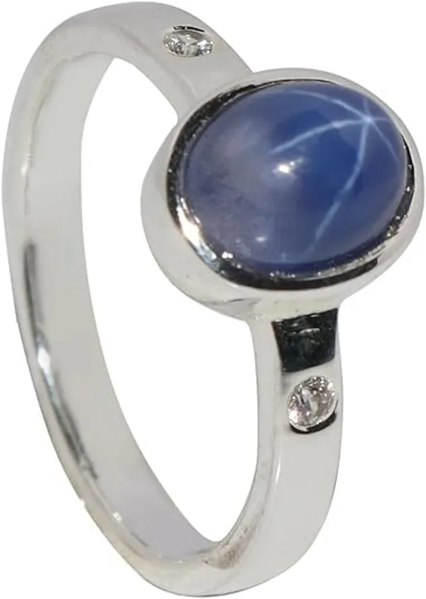 Sapphire_Ring_for_Women_&_Men_Oval_Blue_Star_Sapphire_Cabochon_Sterling_Silver_Ring_with_Accent_Stones_Handmade_Minimalist_Gemstone_Jewelry