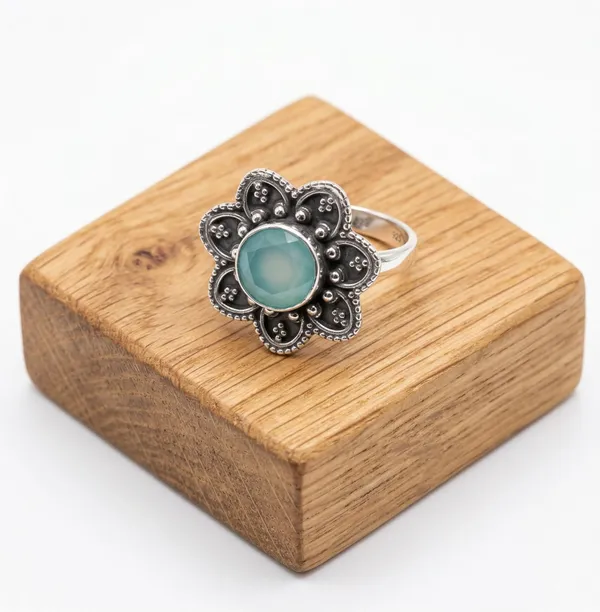 JEWEL_UP_BY_SARITA__Natural_Chalcedony_Gemstone_Ring_for_Women_925_Sterling_Silver_Floral_Beaded_Design_Handmade_Elegant_Statement_Ring_Gift_for_Her,_Birthday_Anniversary_Jewelry