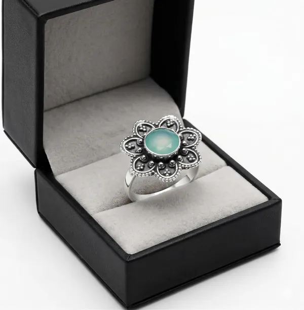 JEWEL_UP_BY_SARITA__Natural_Chalcedony_Gemstone_Ring_for_Women_925_Sterling_Silver_Floral_Beaded_Design_Handmade_Elegant_Statement_Ring_Gift_for_Her,_Birthday_Anniversary_Jewelry