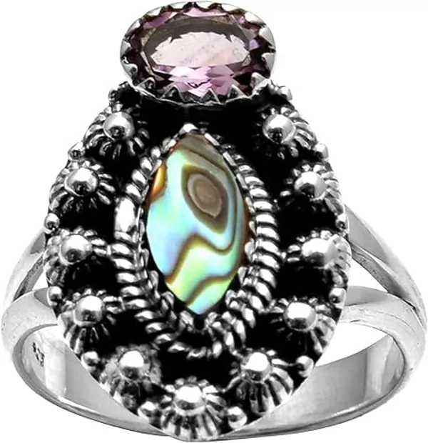 JEWEL_UP_BY_SARITA_Natural_Abalone_Shell_Ring_925_Sterling_Silver_Handmade_Bohemian_Statement_Ring_Oxidized_Silver_Jewelry_for_Women