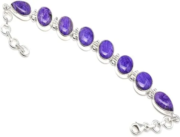 JUS_925_Sterling_Silver_Natural_Charoite_Gemstone_Bracelet_for_Women_Handmade_Adjustable_Silver_Bracelet