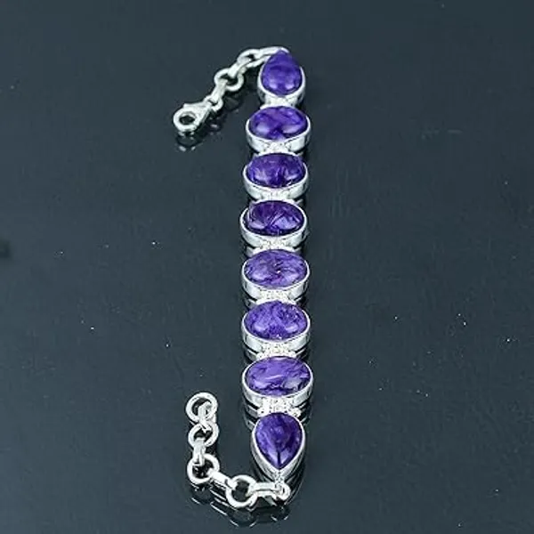 JUS_925_Sterling_Silver_Natural_Charoite_Gemstone_Bracelet_for_Women_Handmade_Adjustable_Silver_Bracelet