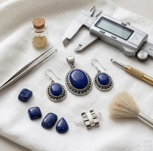 JUS_Lapis_Lazuli_Jewelry_Set_for_Women_925_Sterling_Silver_Oval_Pendant_Necklace_&_Dangle_Earrings_Natural_Blue_Gemstone_Vintage_Boho_Statement_Set
