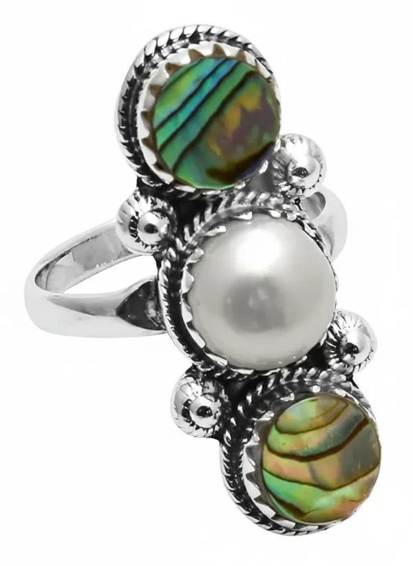 Abalone_Shell_&_Freshwater_Pearl_Ring_Handmade_Triple_Stone_Statement_Ring_for_Women_Natural_Shell_Jewelry