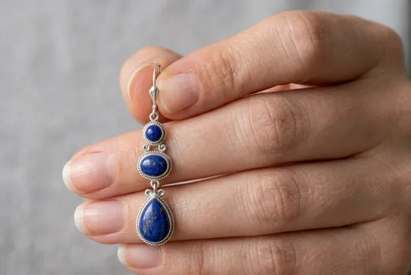 Lapis_Lazuli_Dangle_Earrings_for_Women,_Sterling_Silver_Drop_Earrings,_Handmade_Blue_Gemstone_Earrings,_Vintage_Boho_Teardrop_Statement_Jewelry_Gift_for_Her