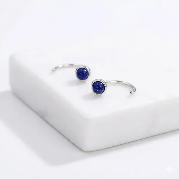 Lapis_Lazuli_Open_Hoop_Earrings_for_Women,_Sterling_Silver_Tone_Minimalist_Gemstone_Earrings,_Handmade_Blue_Stone_Hoop_Earrings,_Lightweight_Everyday_Jewelry_Gift_for_Her
