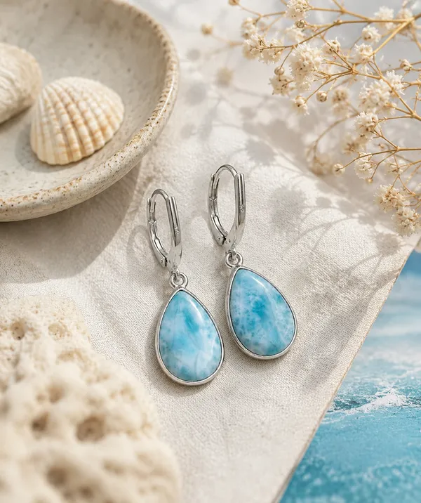 Larimar_Teardrop_Drop_Earrings_for_Women_Purple_Gemstone_Dangle_Earrings_in_Silver_Tone_Setting_Elegant_Pear_Shape_Leverback_Earrings_for_Weddings_&_Everyday_Wear
