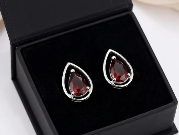 Luxury_Red_Teardrop_Stud_Earrings_for_Women_–_Pear_Cut_Deep_Red_Stone_in_Elegant_Open_Frame_Setting,_Classic_Fashion_Jewelry_for_Everyday_Wear,_Parties,_Weddings_&_Special_Occasions