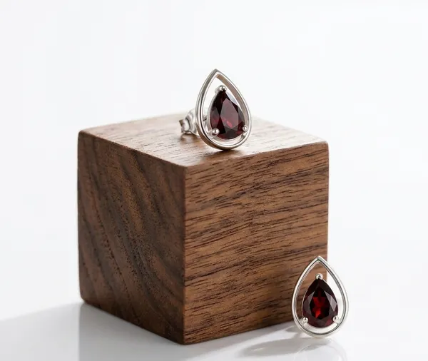 Luxury_Red_Teardrop_Stud_Earrings_for_Women_–_Pear_Cut_Deep_Red_Stone_in_Elegant_Open_Frame_Setting,_Classic_Fashion_Jewelry_for_Everyday_Wear,_Parties,_Weddings_&_Special_Occasions