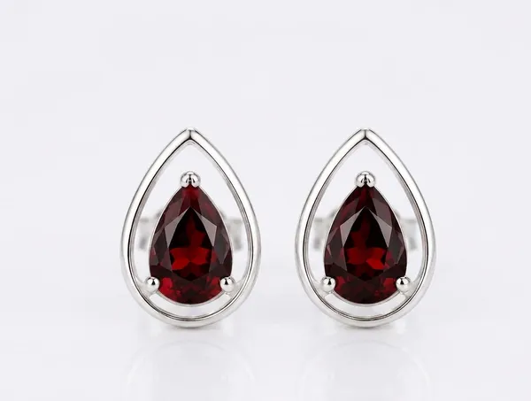 Luxury_Red_Teardrop_Stud_Earrings_for_Women_–_Pear_Cut_Deep_Red_Stone_in_Elegant_Open_Frame_Setting,_Classic_Fashion_Jewelry_for_Everyday_Wear,_Parties,_Weddings_&_Special_Occasions