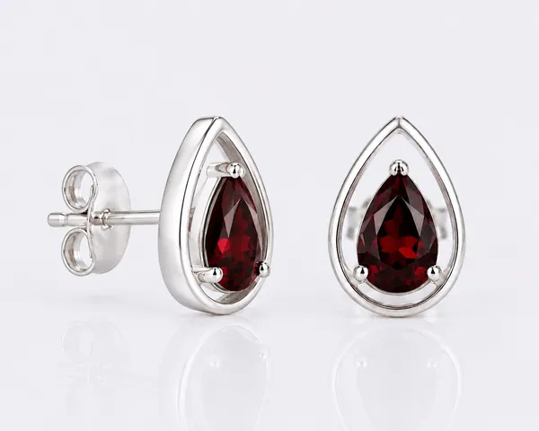 Luxury_Red_Teardrop_Stud_Earrings_for_Women_–_Pear_Cut_Deep_Red_Stone_in_Elegant_Open_Frame_Setting,_Classic_Fashion_Jewelry_for_Everyday_Wear,_Parties,_Weddings_&_Special_Occasions