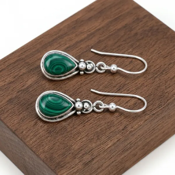 Natural_Malachite_Teardrop_Dangle_Earrings_In_925_Sterling_Silver_Handmade_Green_Gemstone_Drop_Earrings_For_Women_Boho_Minimalist_Hook_Earrings