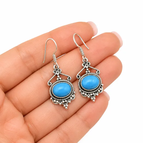 Natural_Turquoise_Earrings_In_925_Sterling_Silver,_Vintage_Boho_Dangle_Earrings_For_Women,_December_Birthstone_Oval_Blue_Gemstone_Hook_Earrings,_Handmade_Artisan_Jewelry