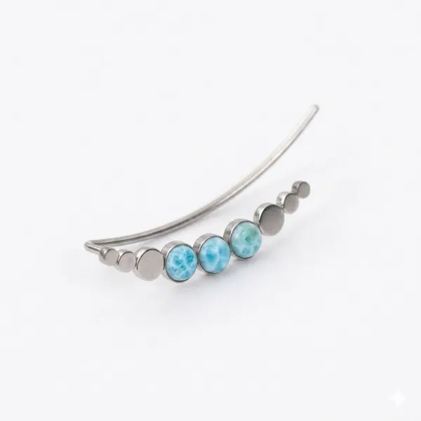 Silver_Ear_Climber_Cuff_Earring_with_Blue_Larimar-Inspired_Stones_–_Curved_Cartilage_Ear_Crawler,_Minimalist_Geometric_Ear_Wrap,_Lightweight_Statement_Jewelry_for_Women