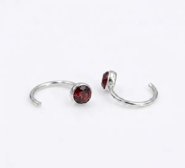 Sterling_Silver_Garnet_Hoop_Earrings_for_Women_–_Open_Cuff_Hoop_Earrings_with_Round_Red_Gemstone,_Minimalist_January_Birthstone_Jewelry,_Elegant_Everyday_Earrings_Gift_for_Her