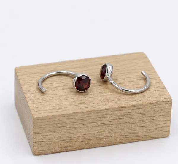 Sterling_Silver_Garnet_Hoop_Earrings_for_Women_–_Open_Cuff_Hoop_Earrings_with_Round_Red_Gemstone,_Minimalist_January_Birthstone_Jewelry,_Elegant_Everyday_Earrings_Gift_for_Her