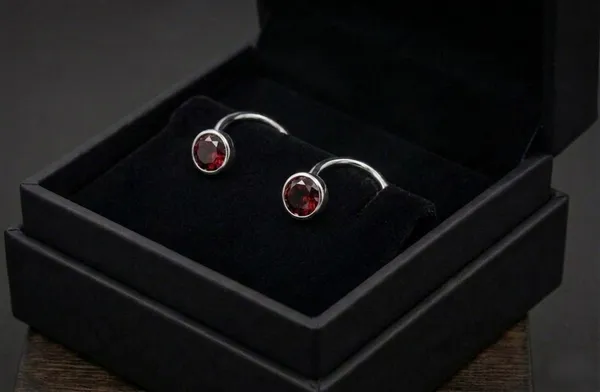 Sterling_Silver_Garnet_Hoop_Earrings_for_Women_–_Open_Cuff_Hoop_Earrings_with_Round_Red_Gemstone,_Minimalist_January_Birthstone_Jewelry,_Elegant_Everyday_Earrings_Gift_for_Her